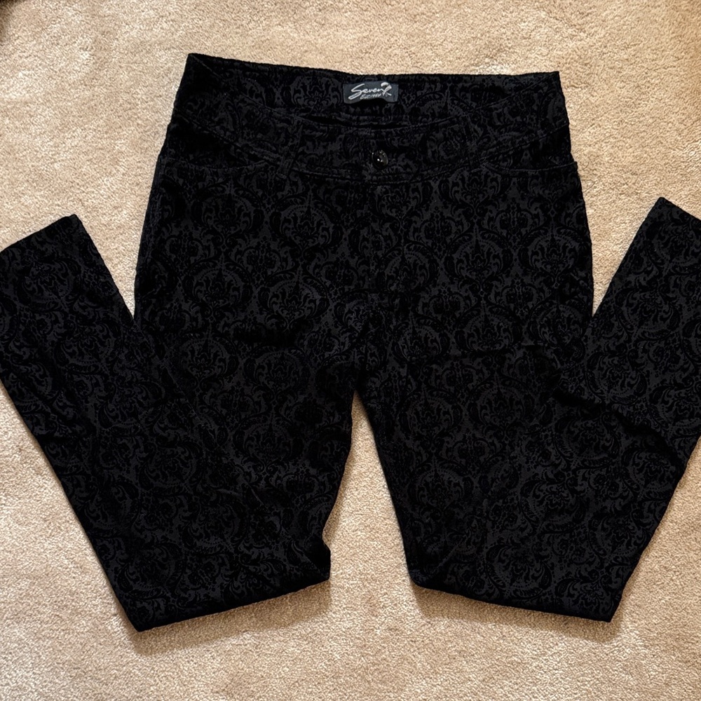 Seven7 Patterned Velvet Skinny Jeans